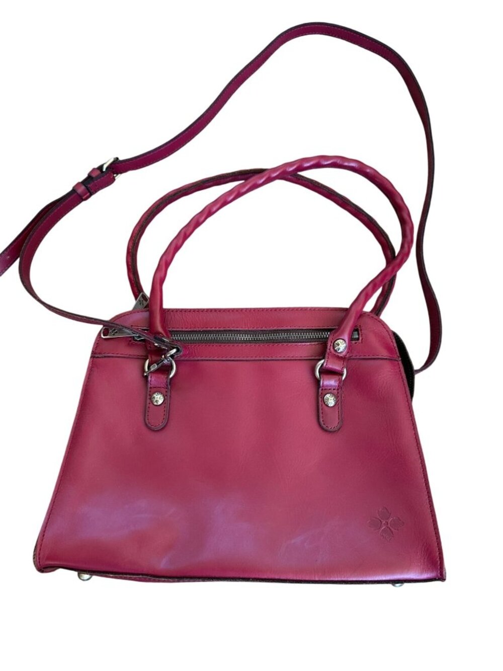 Patricia Nash Red Pink Leather Shoulder Crossbody Bag Zip Closure Multi Pockets